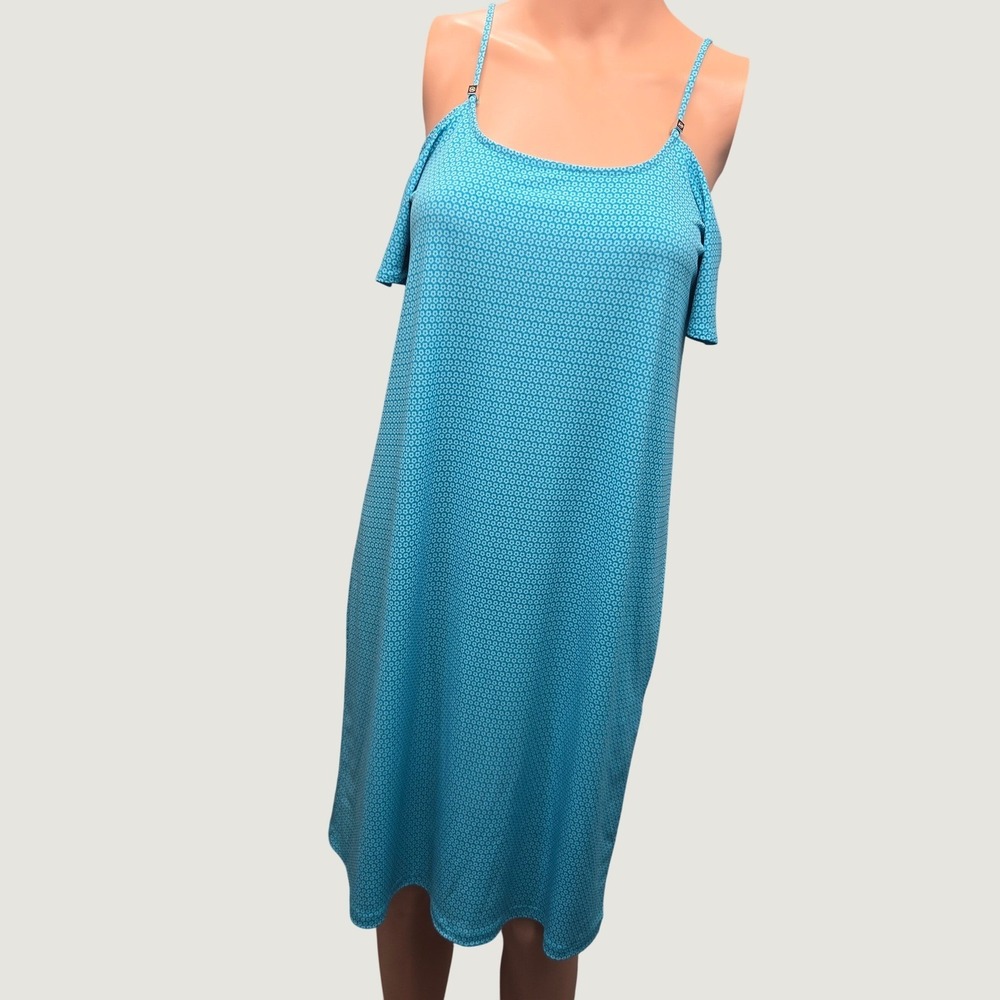 Michael Kors Cold Shoulder Dress Womens X-SM Blue Excellent Geometric Shift Y2K